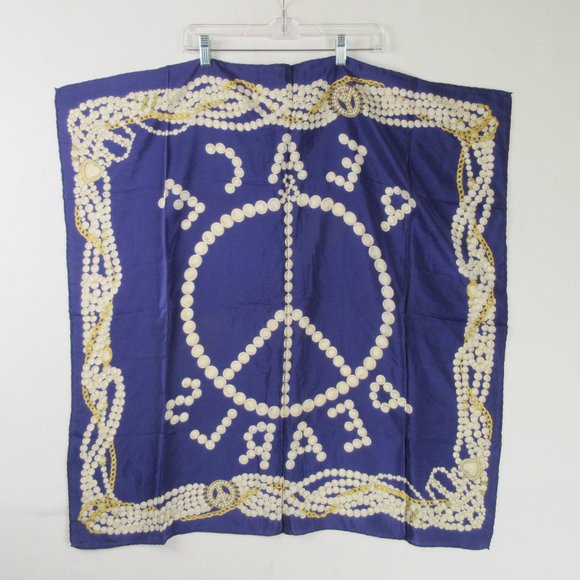 Moschino Peace & Pearls Chain Print Large Silk Scarf - Picture 2 of 6